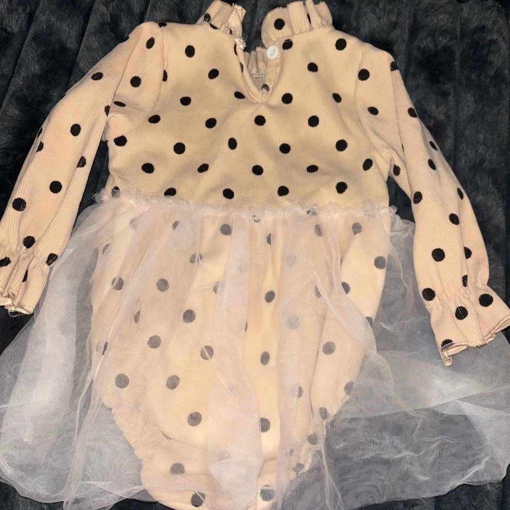 Polka Dot Tulle Kids Romper Dress - Picture 2 of 3